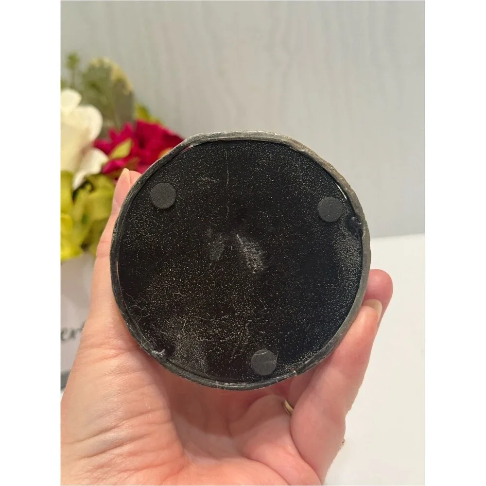 Vintage 90s Pewter Celestial Sun Moon Votive Candle Holder Blue Rhinestones